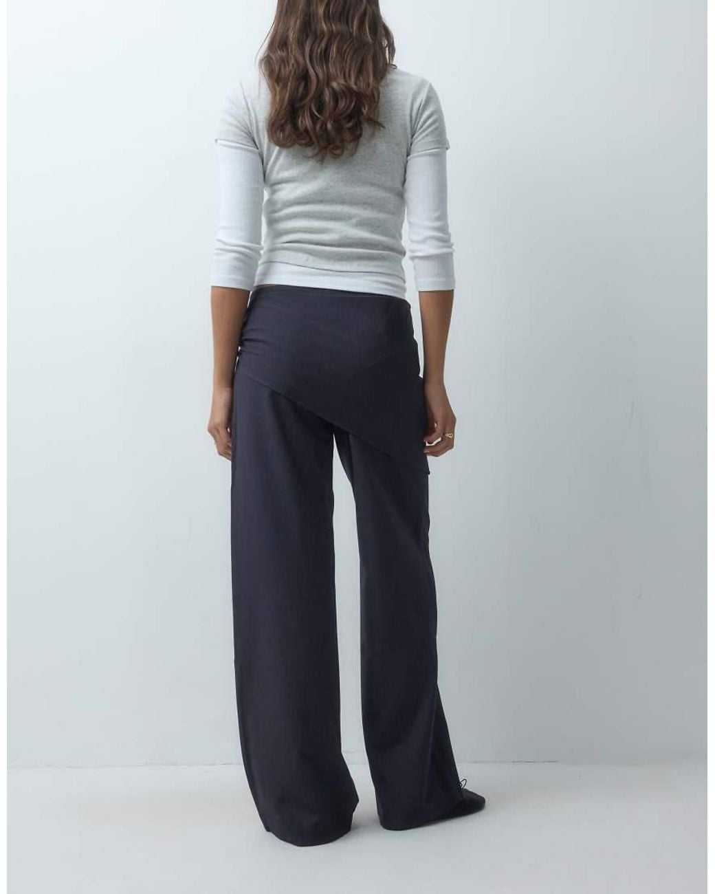 Mango Blue Teen Scarf Detail Straight Trouser