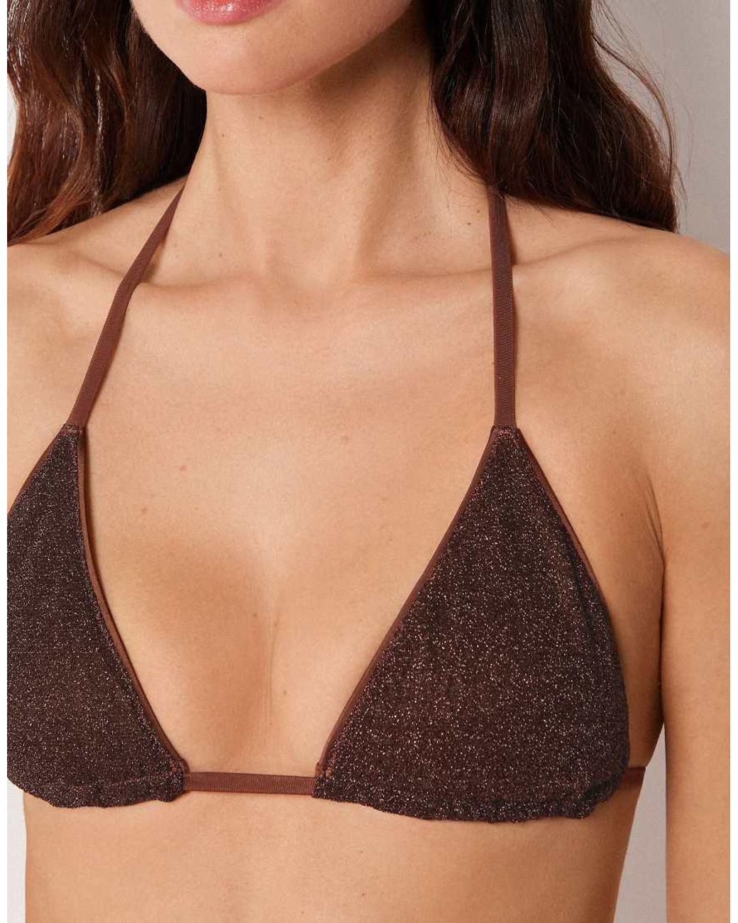 Calzedonia Natural Triangle Bikini Top Metallic Glow