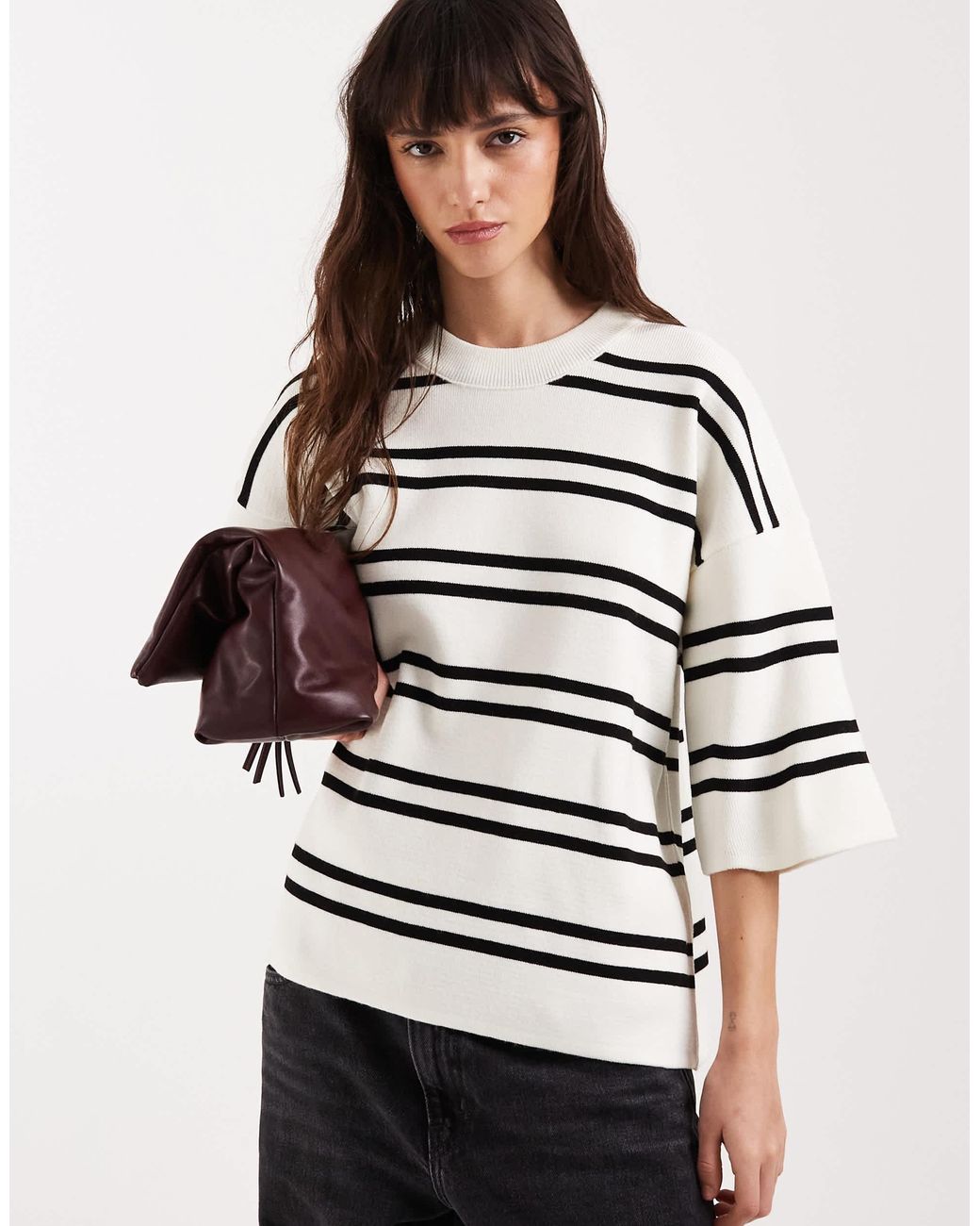 ASOS Gray – kompaktes, strukturiertes oversize-t-shirt aus strick