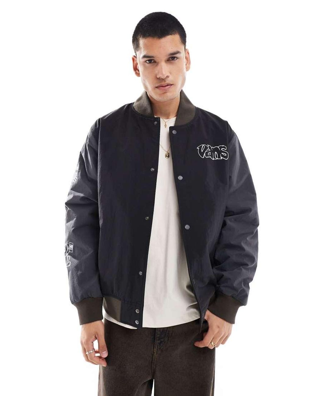 【VANS】 Crazy Eddy Baseball Jacket ★ Vans Crazy Eddy Baseball Jacket - grey (black/asphalt)