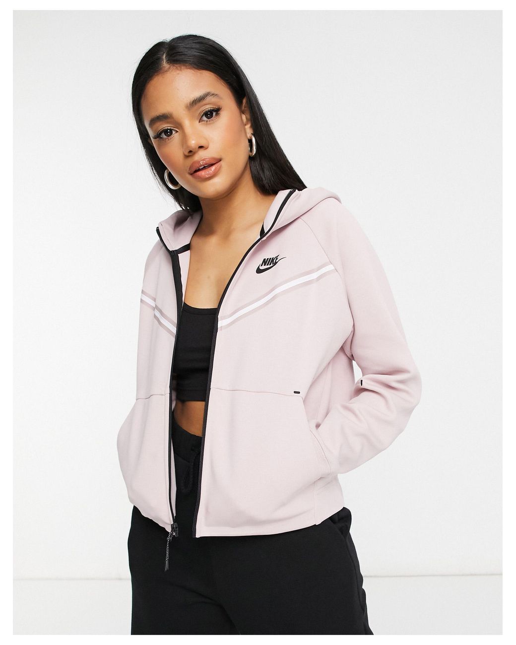 Nike Tech Fleece Zip Thru Hoodie in Pink | Lyst Canada