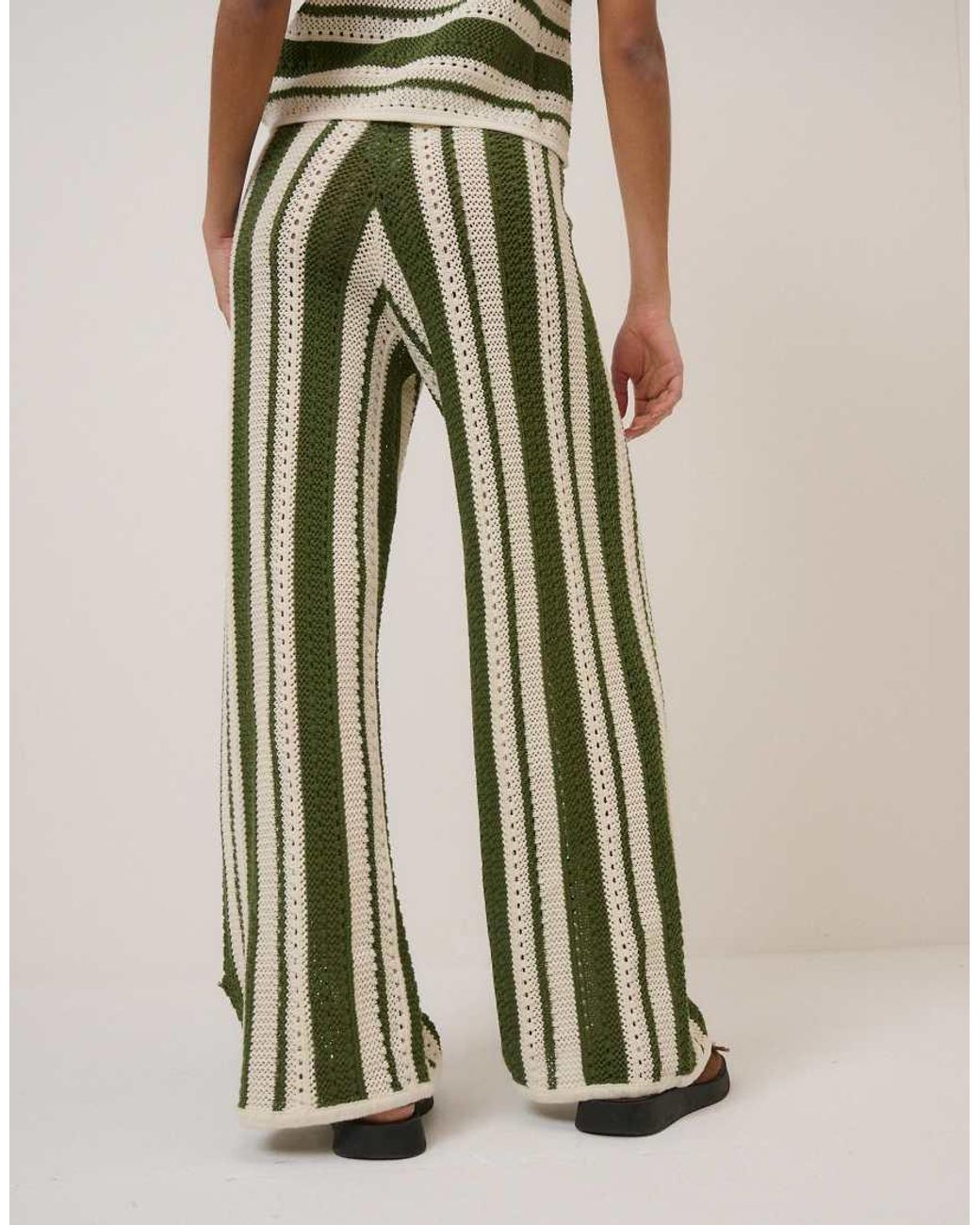 Nobody's Child Multicolor Cotton Crochet Drawstring Waist Resort Trousers Co-ord