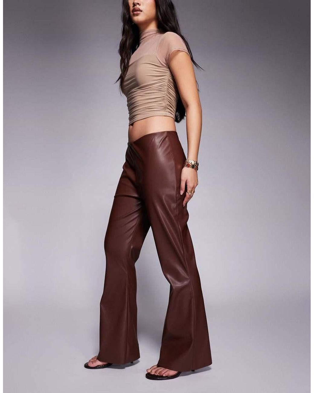 ASOS Brown Kick Flare Pu Trousers