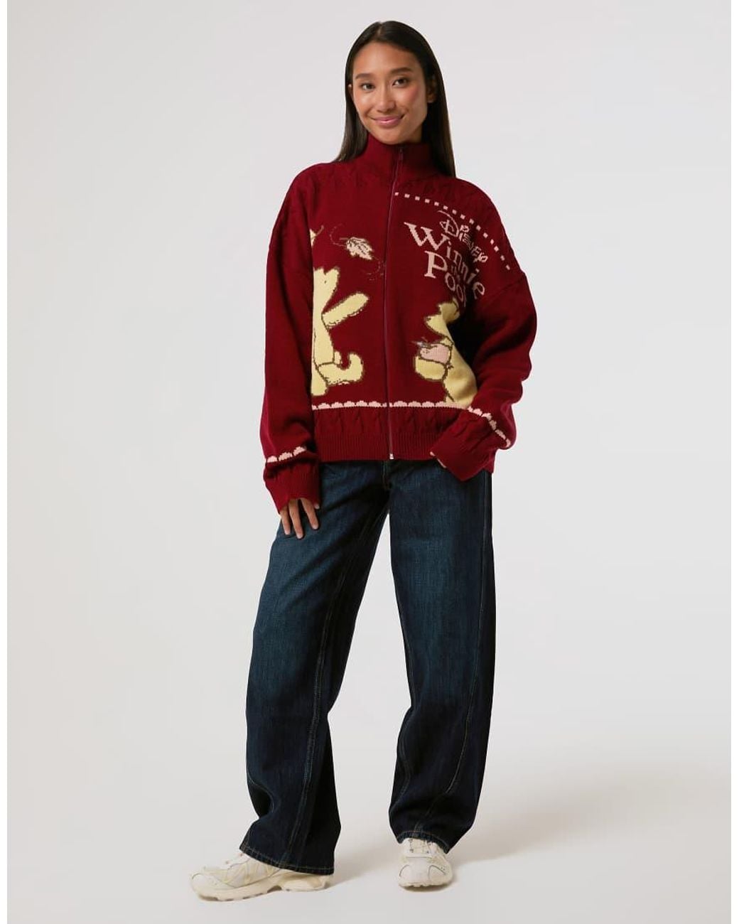 Skinnydip London Red Disney Winnie The Pooh Zip Through Knitted Jumper