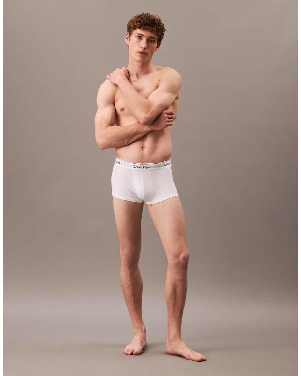 Calvin Klein White Icon Cotton Stretch Low Rise Boxer Trunks 3 Pack for men