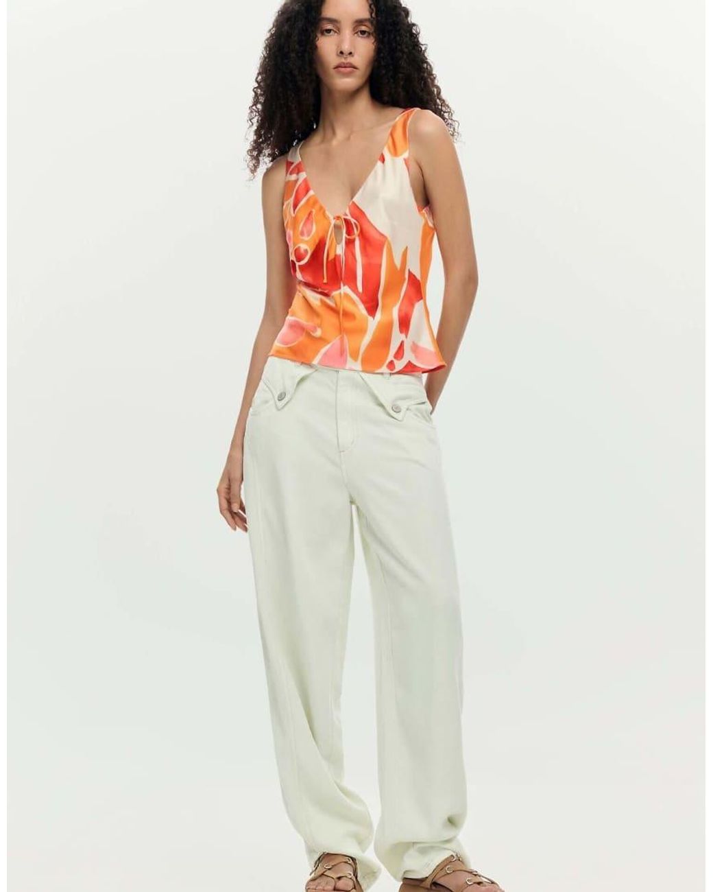Desigual Orange Petal Strap Blouse