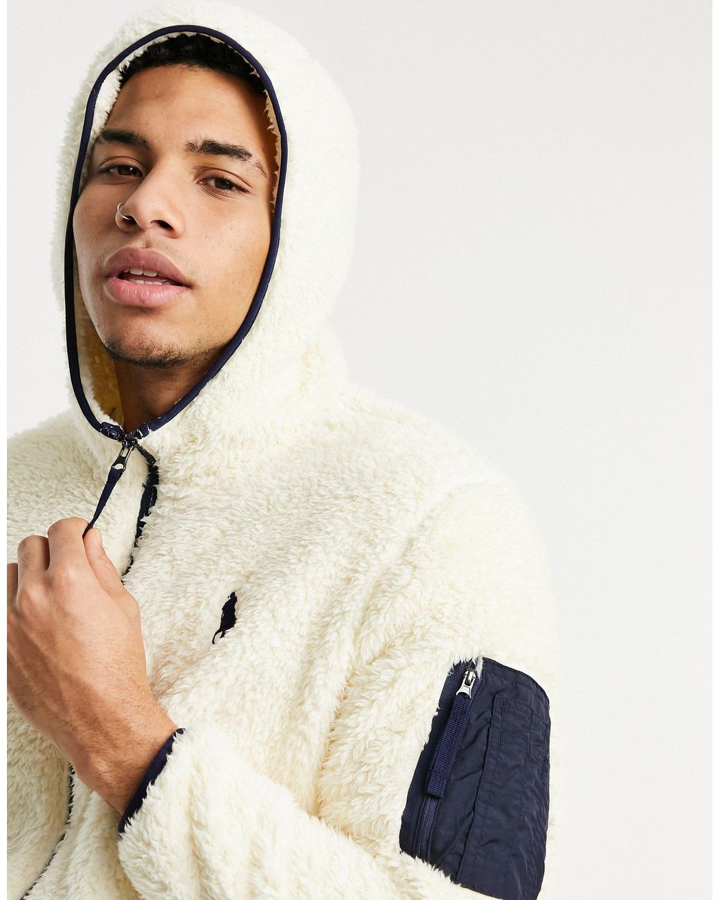 Polo Ralph Lauren Player Logo Curly Sherpa Full Zip Hoodie for Men