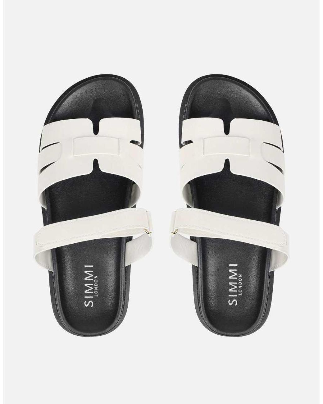 SIMMI White Adelle Box Chunky Footbed Slides