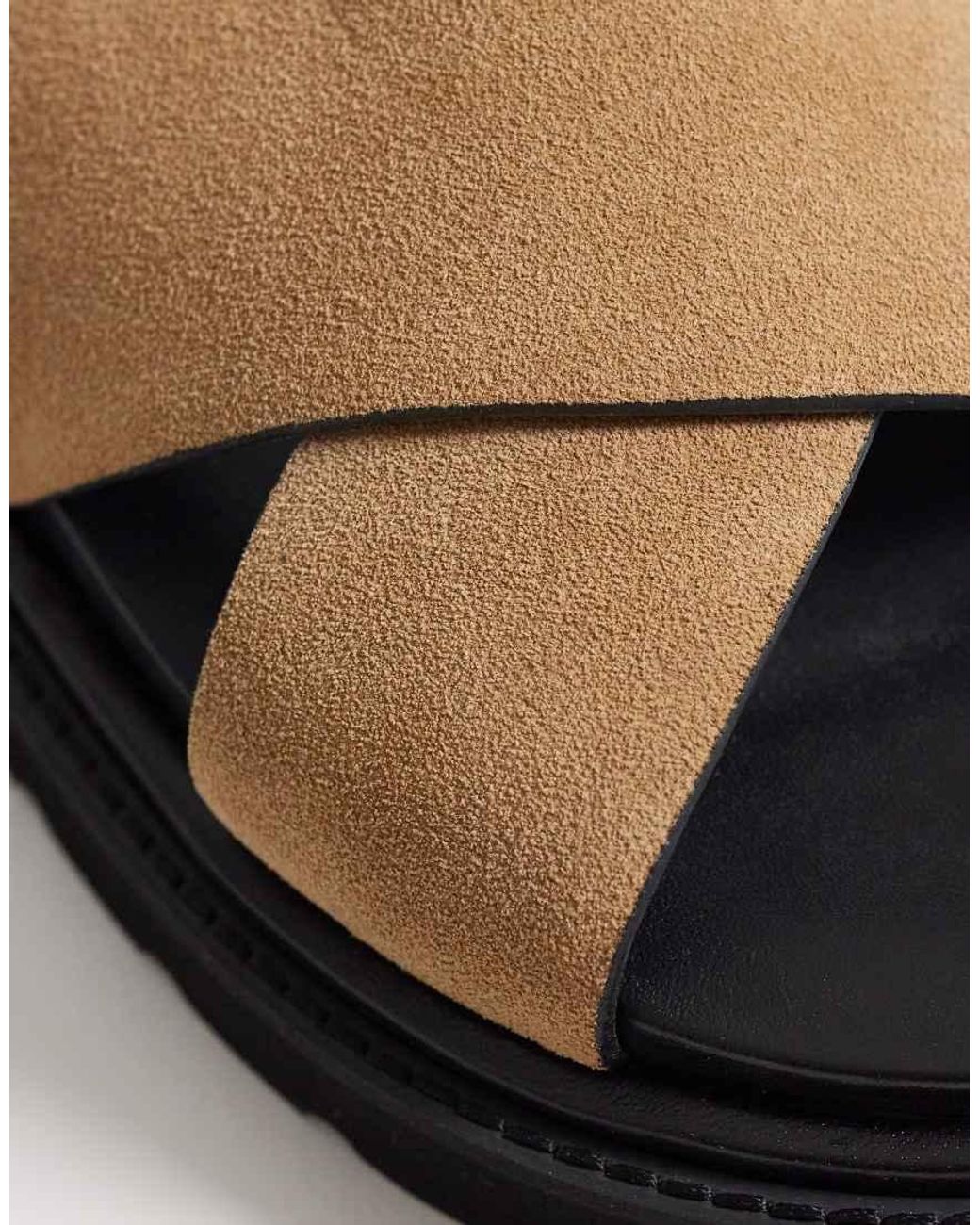 Walk London Brown Cross Strap Sandals