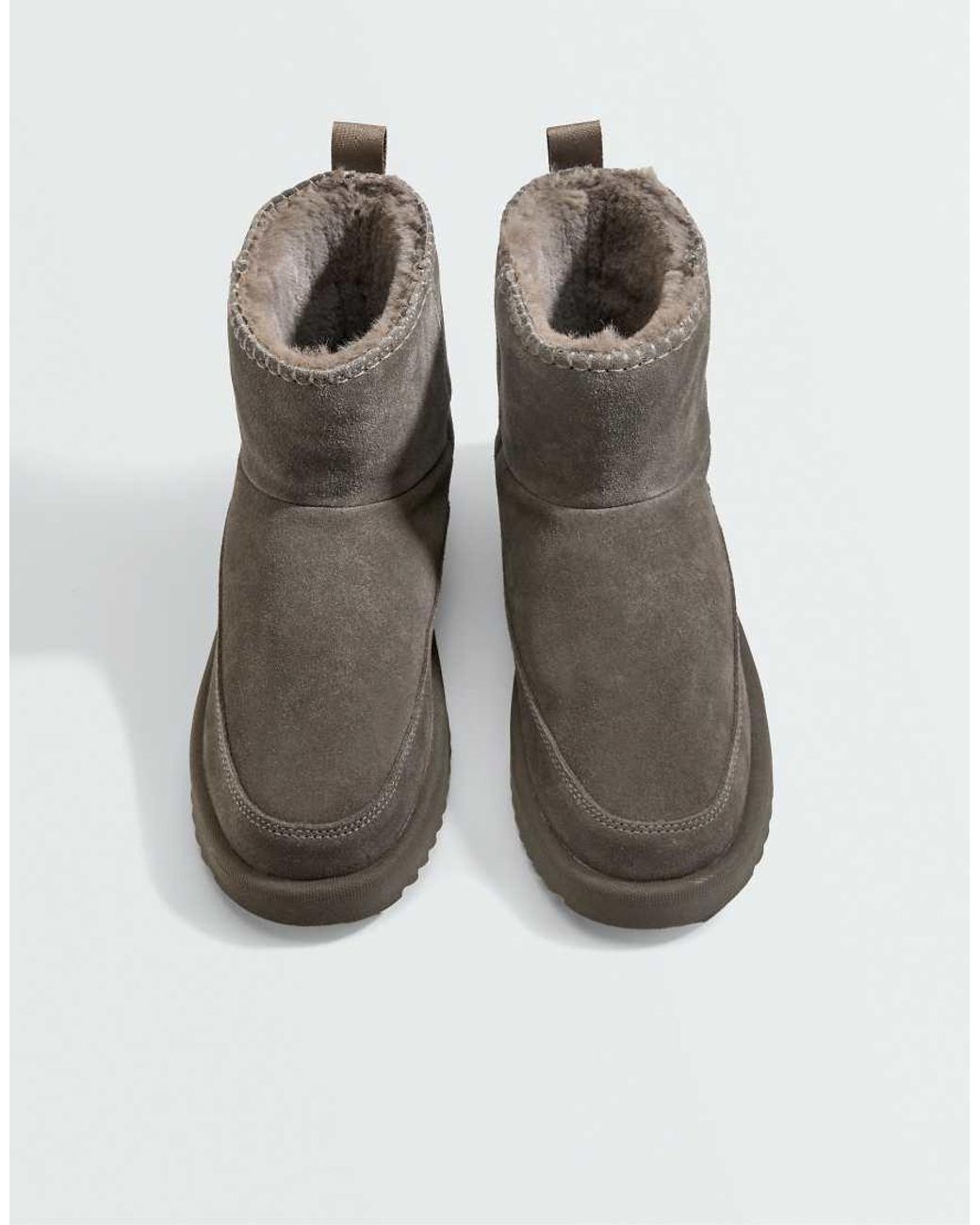 Oysho Brown Leather Ankle Boots