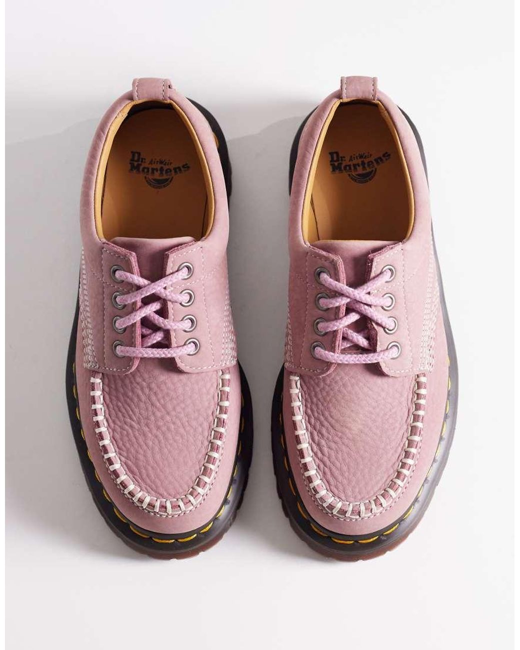 Dr. Martens Pink Lowell Contrast Stitch Shoe
