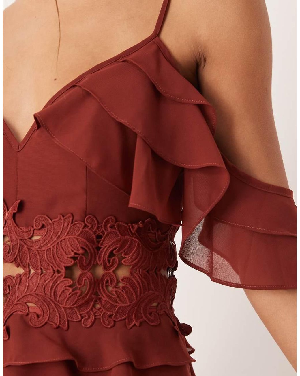 True Decadence Red V Neck Spaghetti Strap Maxi Dress