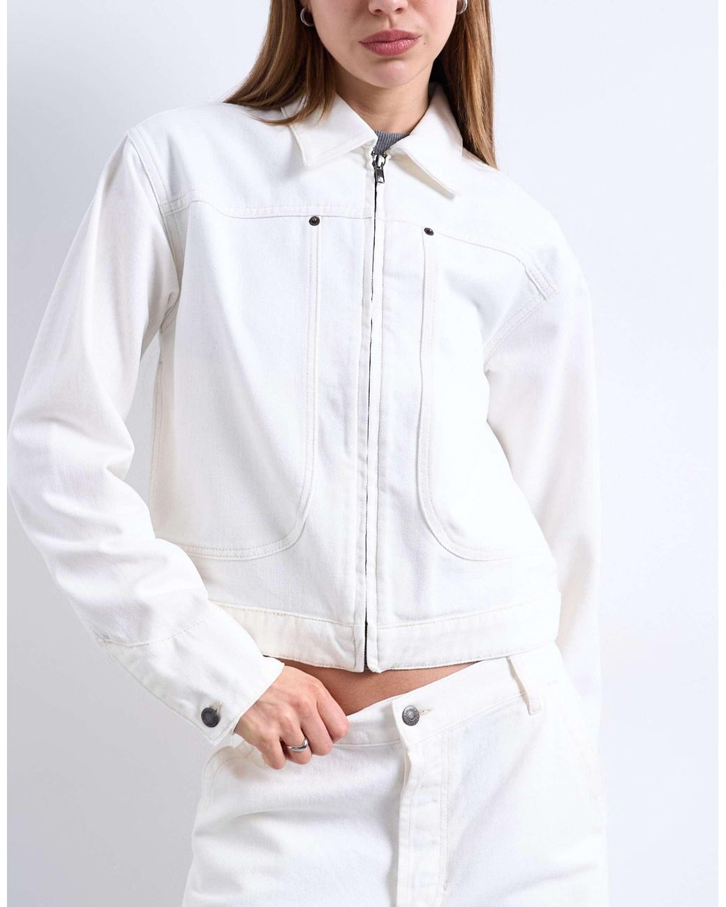 TOPSHOP White – utility-jeansjacke