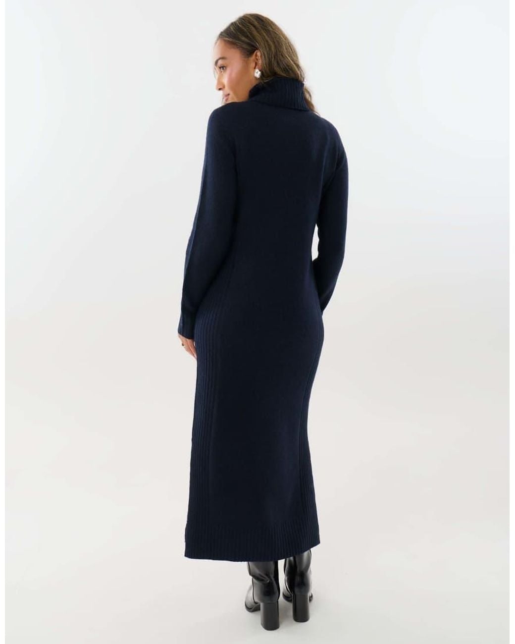 Threadbare Blue Turtle Neck Maxi Jumper Dress