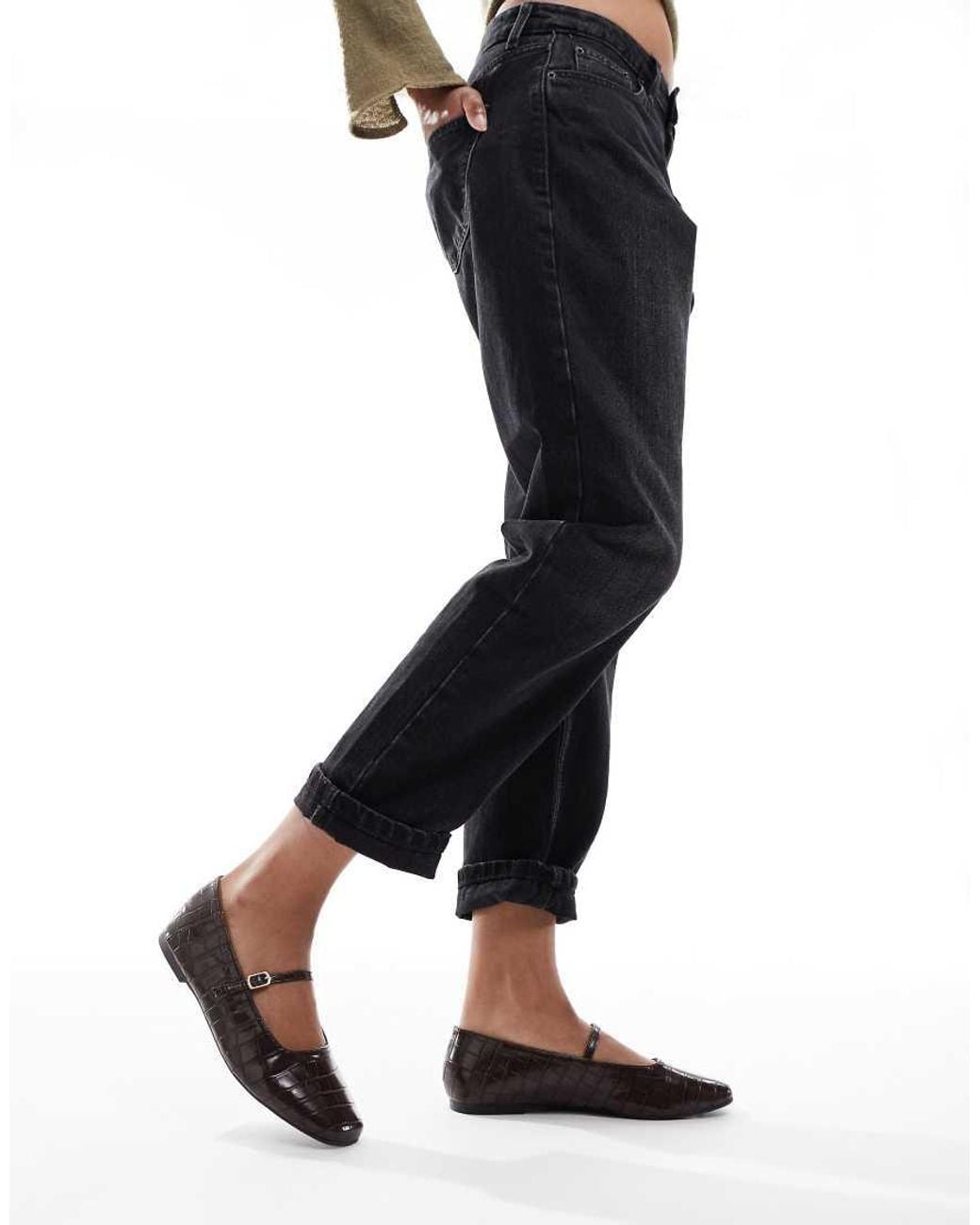 SEQWL Wide Fit Black Iris Ballet Flats