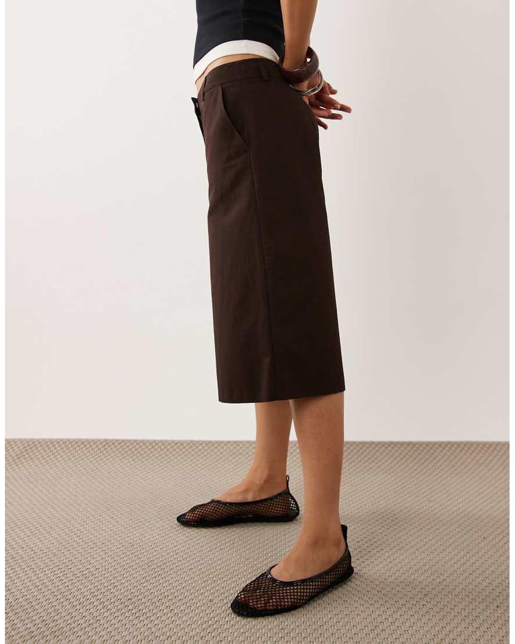 ASOS Black Wide Leg Clean Bermuda Short