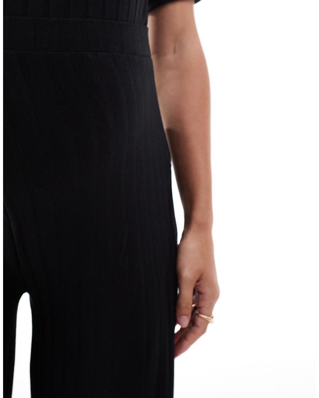 Mama.licious Blue Mamalicious Maternity Ribbed Over The Bump Wide Leg Trouser Co-ord