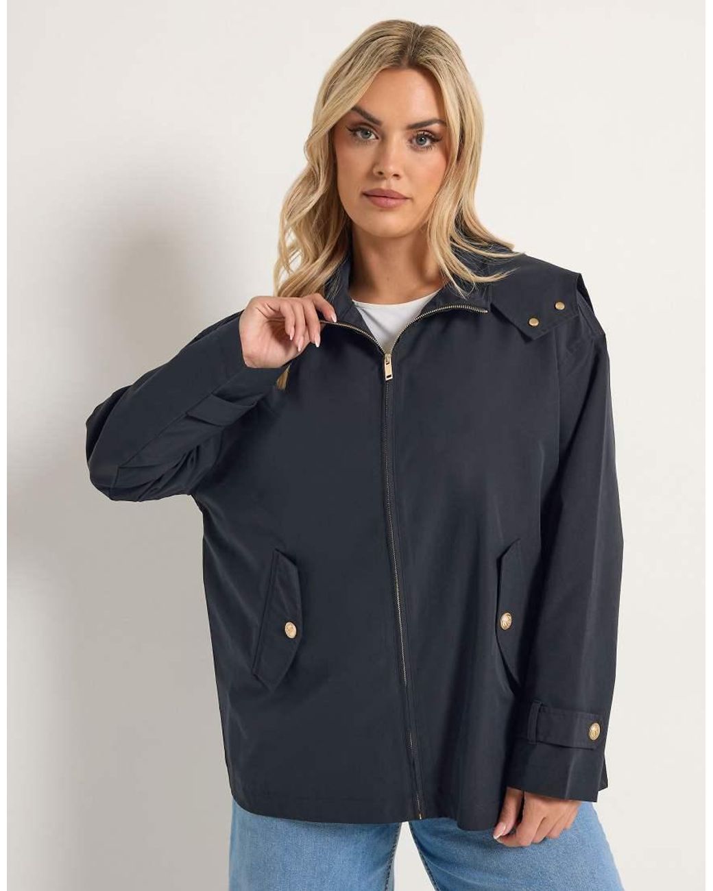 Yours Clothing Blue Military Button Jacket