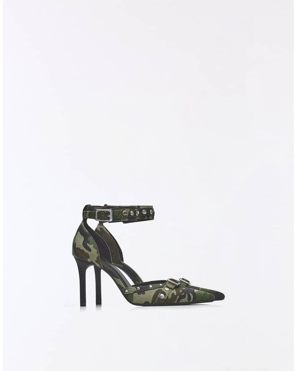 Bershka Black Ankle Strap Heeled Shoes With Buckle Detail