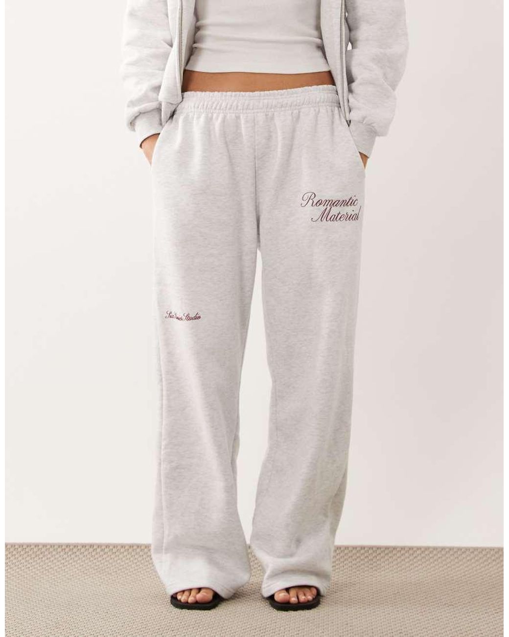 Six Stories White 'romantic Material' Jersey Straight Leg Sweatpants