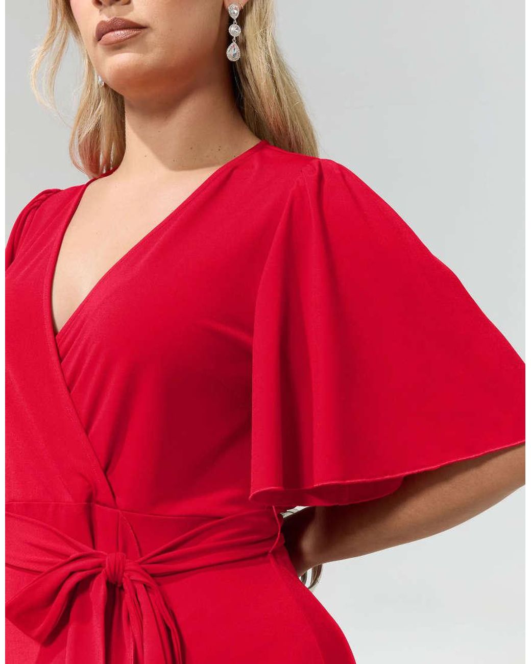 Yours Clothing Red Ruffle Hem Wrap Dress