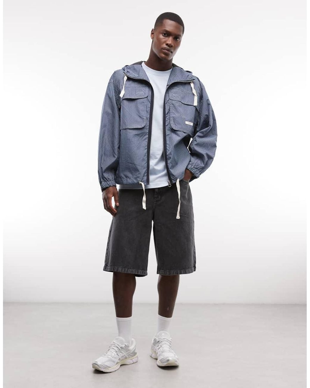 Element Blue Gingham Hooded Parka Jacket for men
