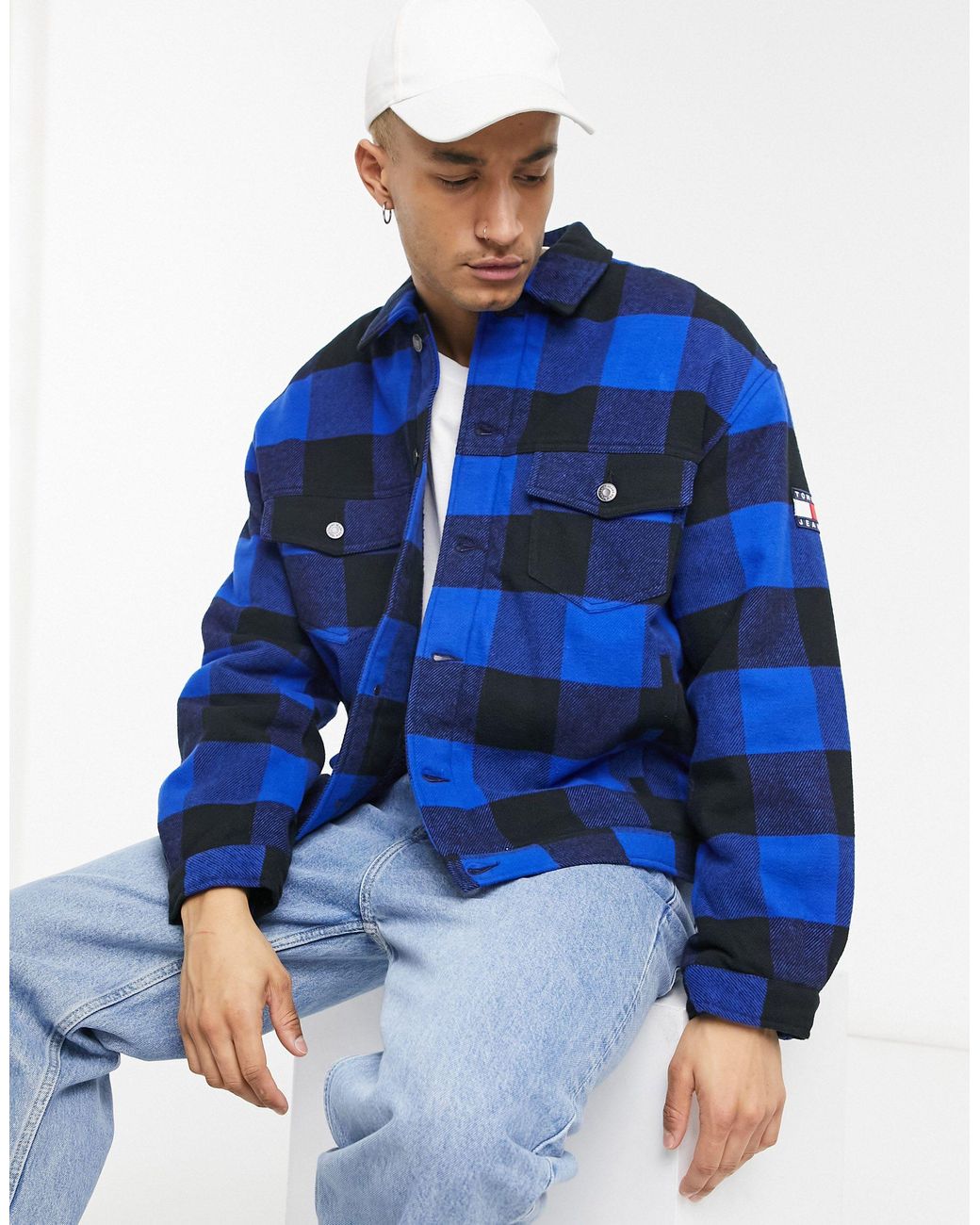 tommy jeans plaid trucker jacket