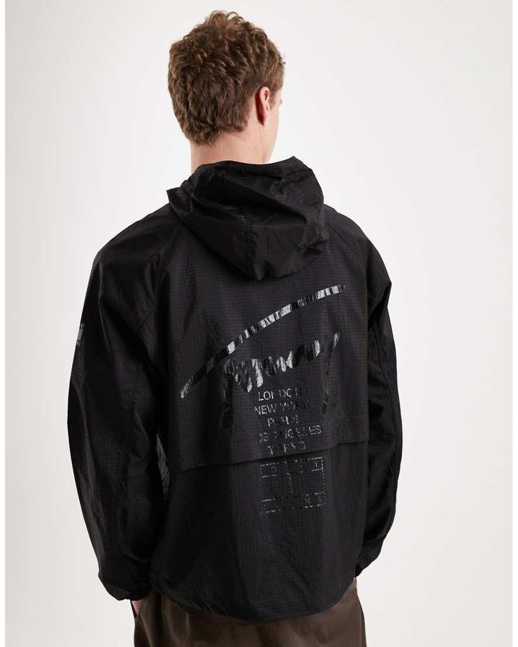 Tommy Hilfiger Black Signature Windbreaker Jacket for men
