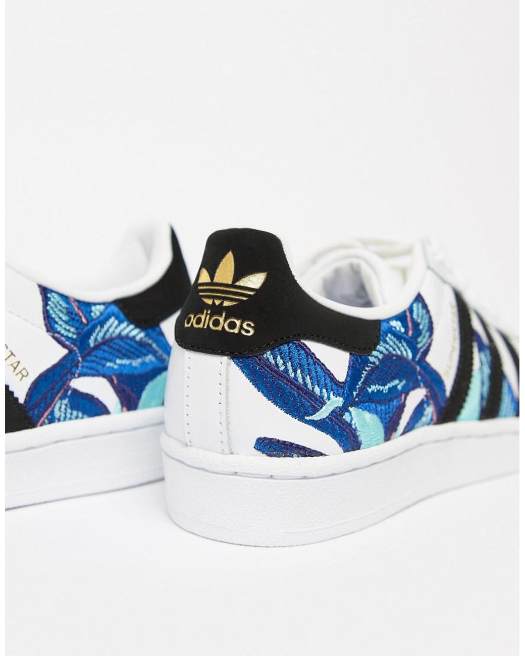 adidas Originals Superstar Sneakers In White With Embroidery | Lyst