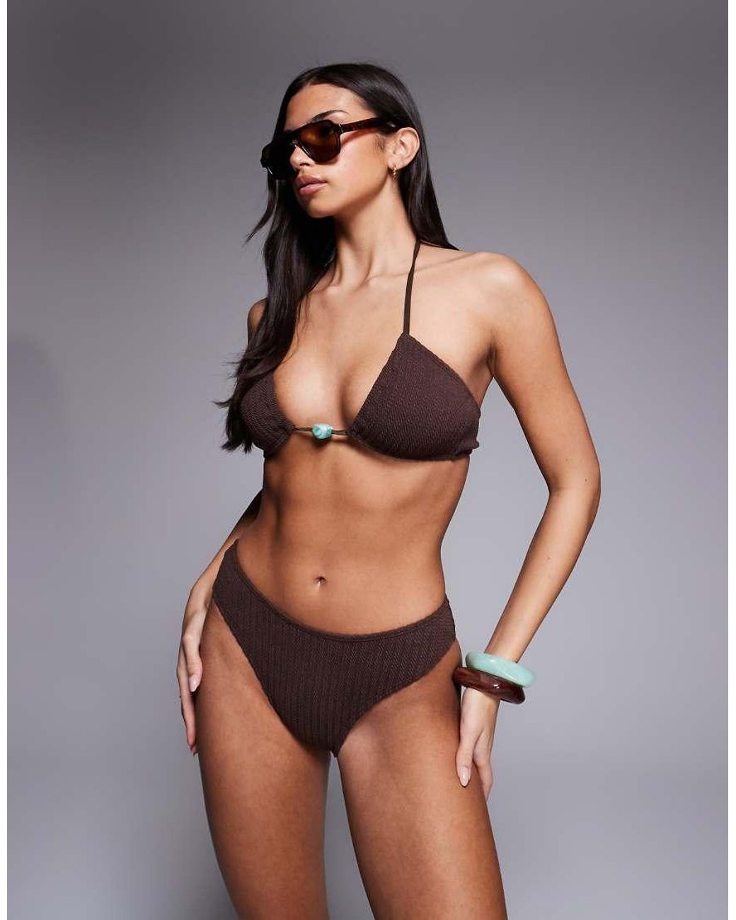 The Frolic Brown Exclusive Crinkle Brazillian Bikini Bottom Co-Ord
