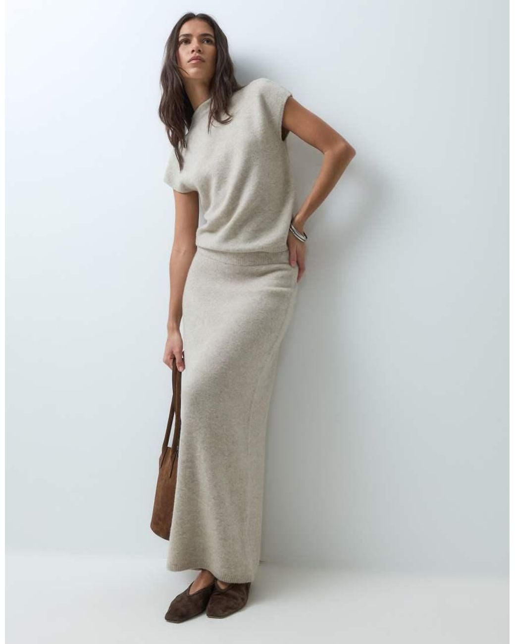 Abercrombie & Fitch Gray Knitted High Neck Top Co-ord
