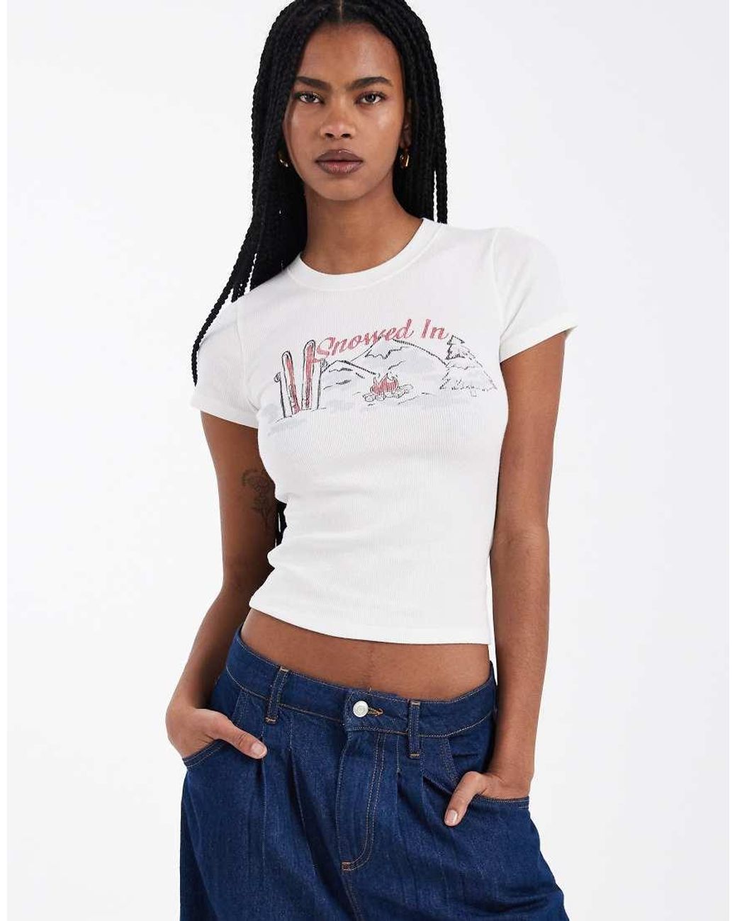 Hollister White Festive Graphic T-Shirt