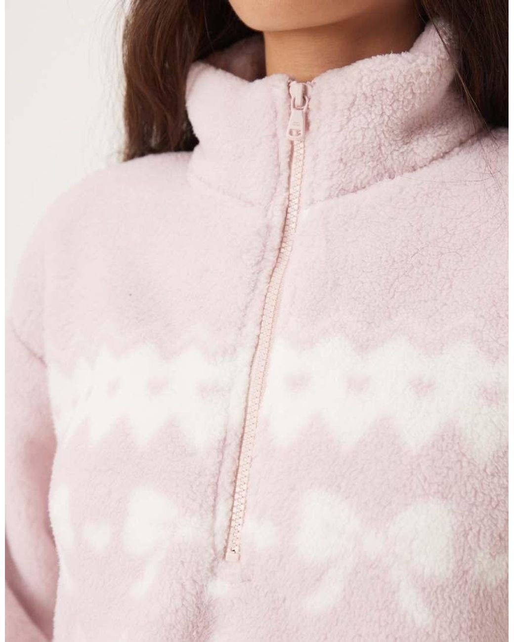 Hollister Pink Gilly Hicks Quarter Zip Teddy Sweater