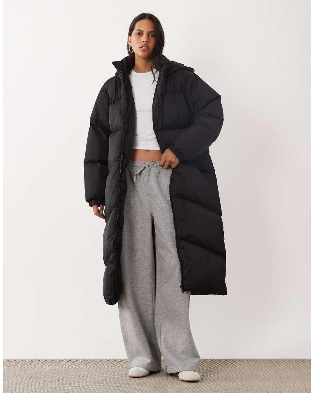 Brave Soul Blue Maxi Length Puffer Coat