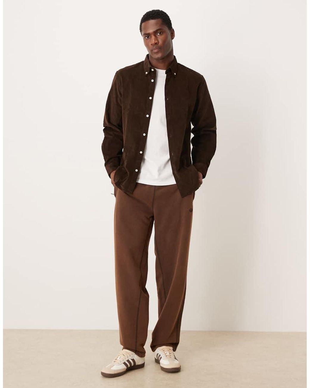 SELECTED Brown 100% Cotton Cord Shirt for men