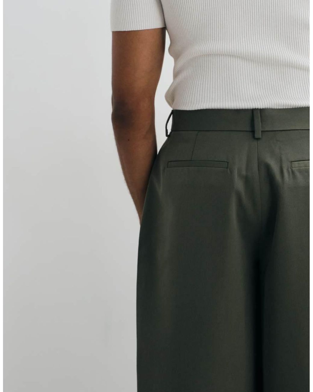 ASOS Green Tailored Pleated Wide Barrel Leg Pants for men