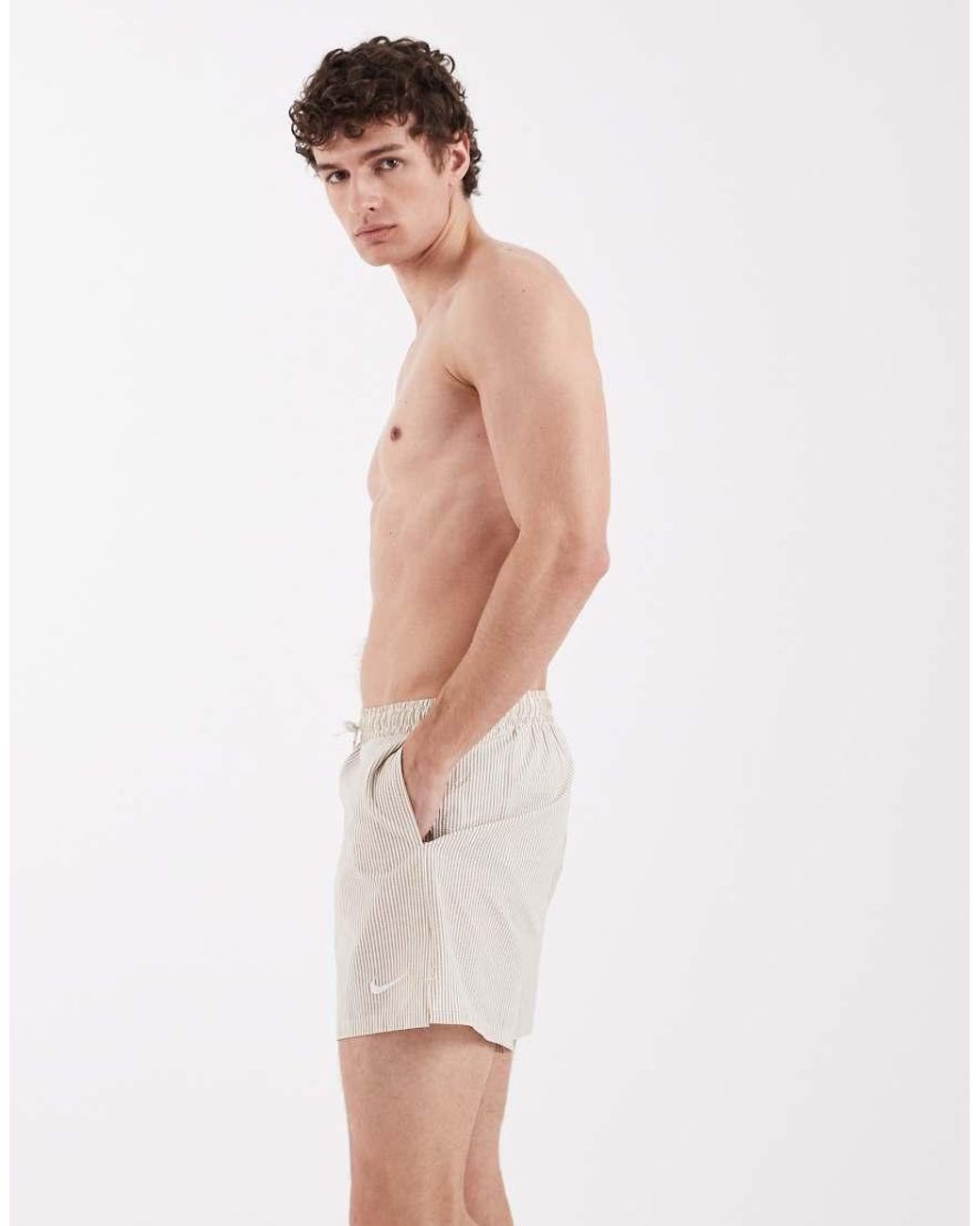 Nike White Nike 5 Inch Volley Seersucker Swim Shorts for men