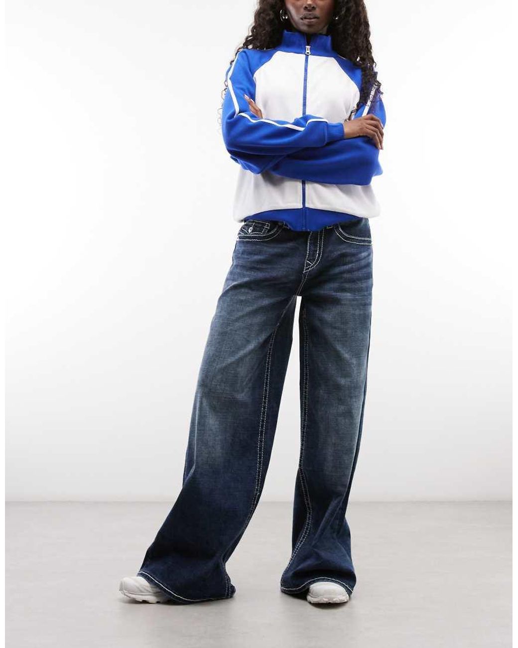 True Religion Blue Jessie Super baggy Big T Flap Pocket Jeans