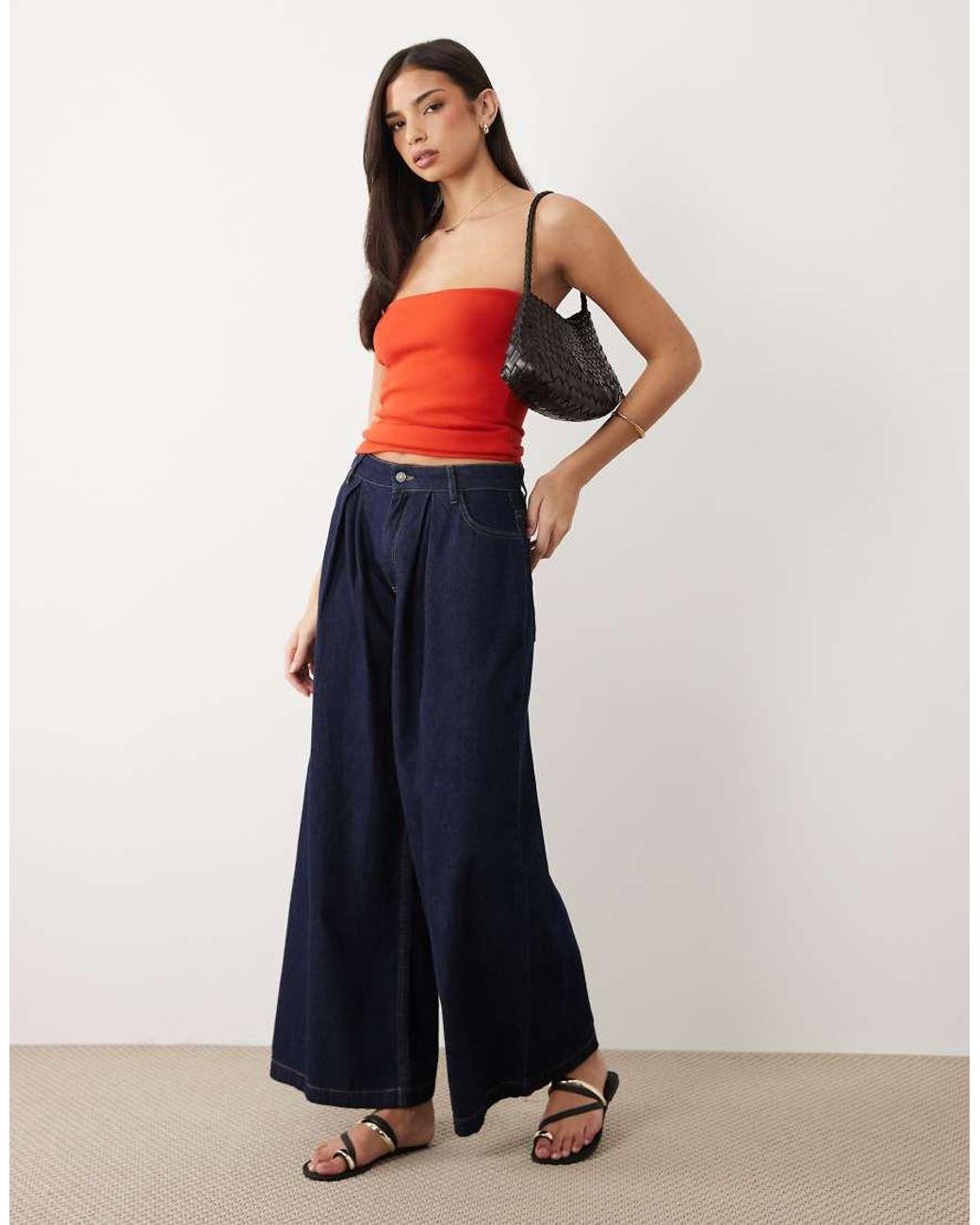 ASOS Red Compact Cotton Bandeau Top