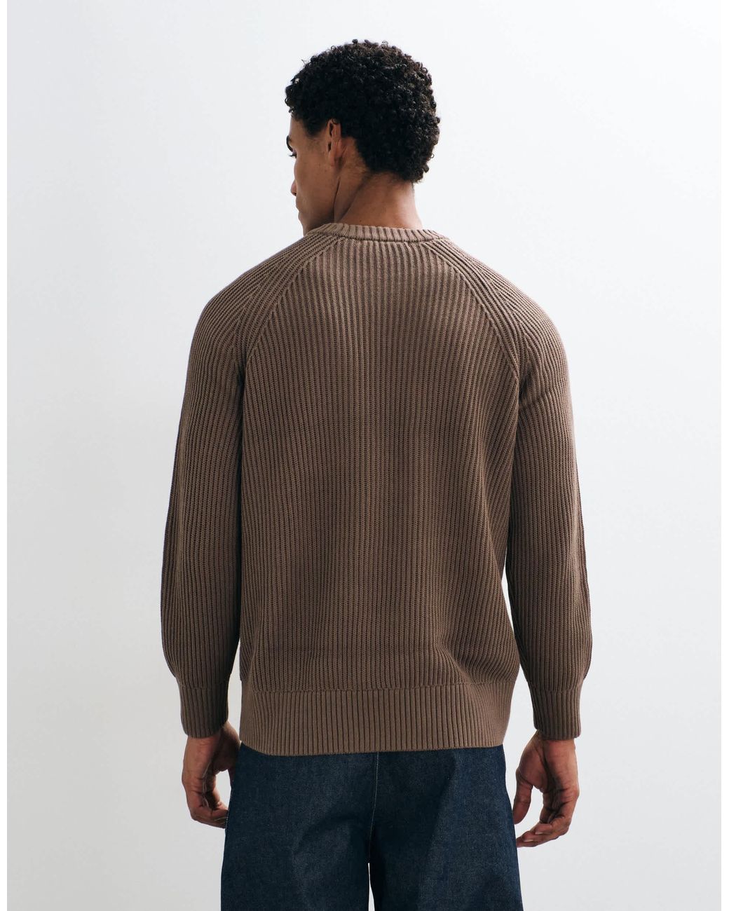 Pull en maille côtelée pêcheur SELECTED pour homme en coloris Brown