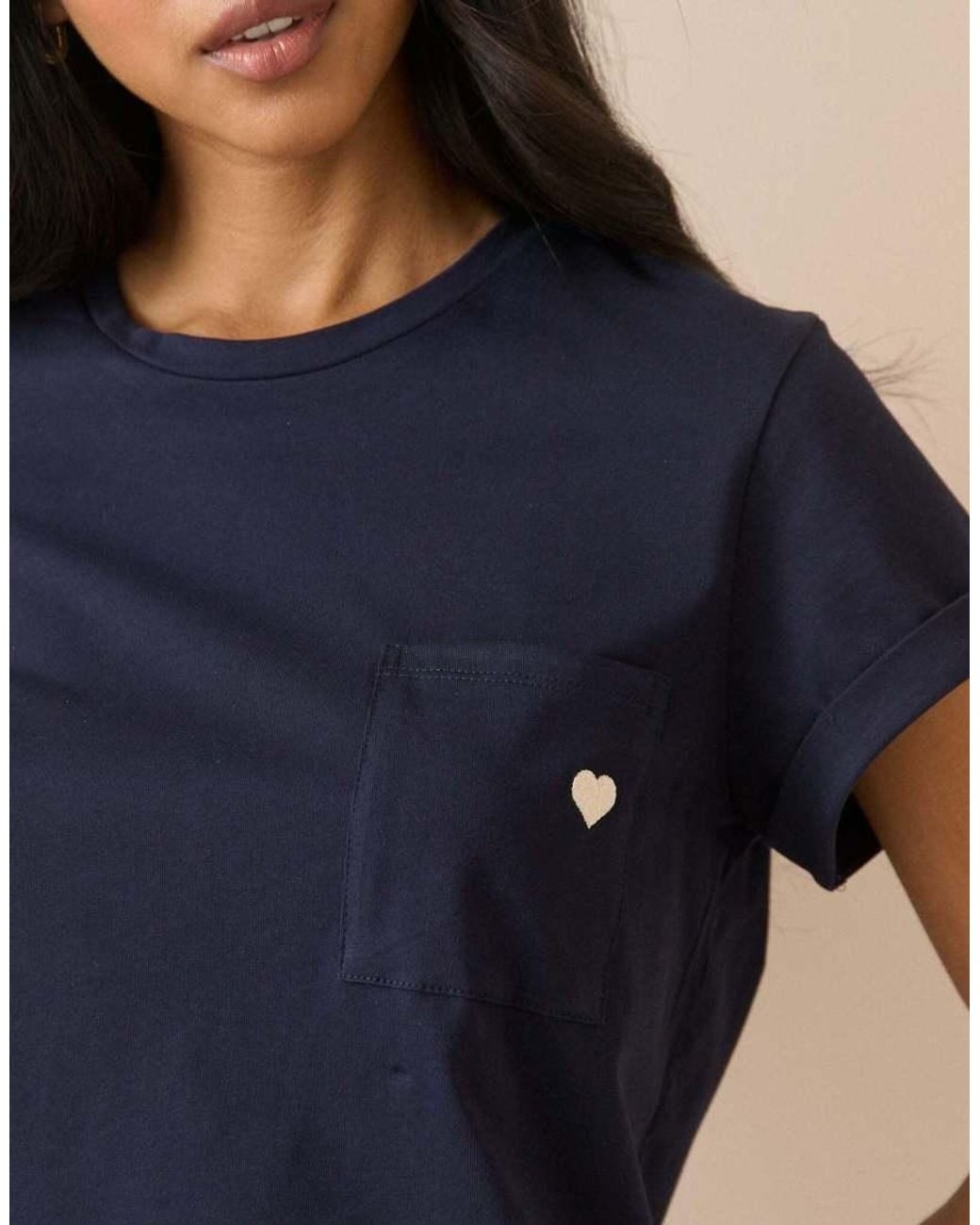 Nobody's Child Blue Heart Embroide T-Shirt