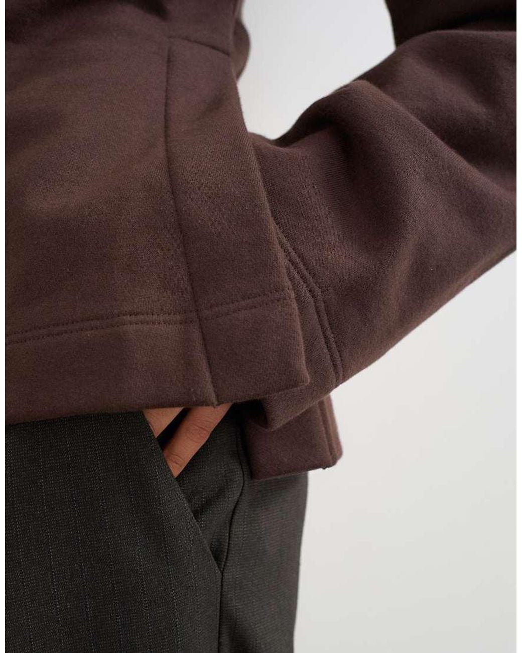 TOPSHOP Brown Sweat Crew Neck Cinched Jumper