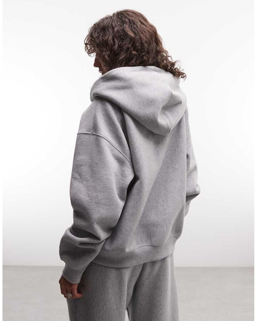 Nike Gray Studio Fleece Heavy Weight Oversized Zip Through Hoodie