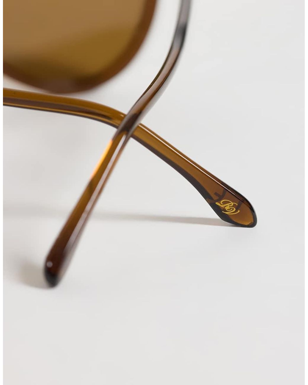 Reclaimed Vintage Natural Aviator Sunglasses With Brown Lens