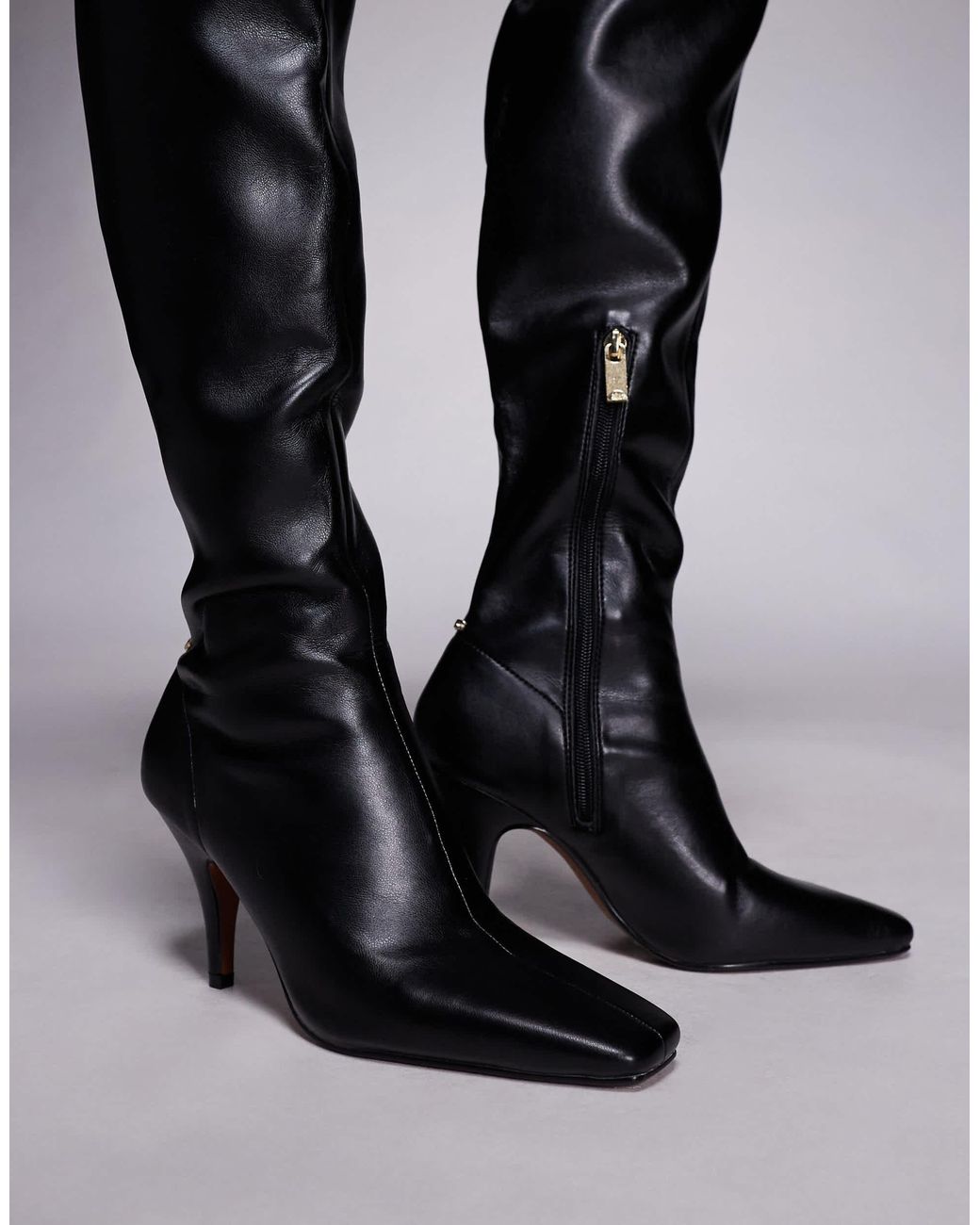 River Island Black Chisel Toe Thigh High Boot