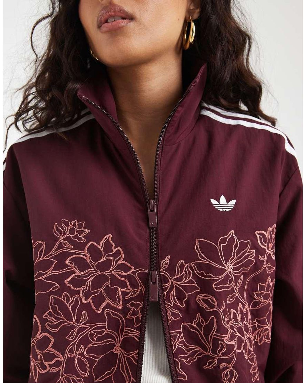Adidas Originals Red Firebird Loose Floral Embroide Track Top