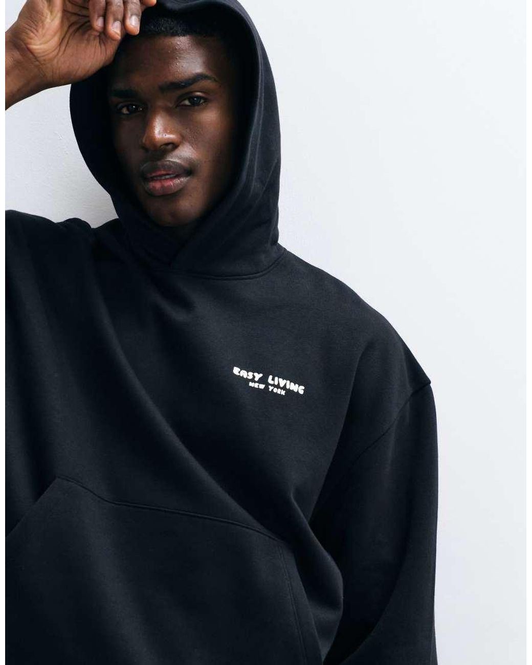 ASOS Blue Oversized Hoodie With Print for men