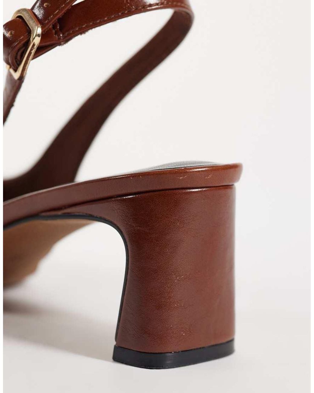 ASOS Brown Simba Toe Cap Detail Slingback Mid-height Heeled Shoes