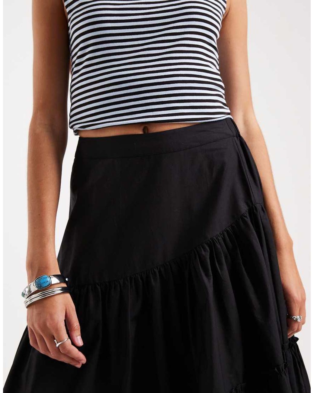 ASOS White Asymmetric Tiered Boho Maxi Skirt
