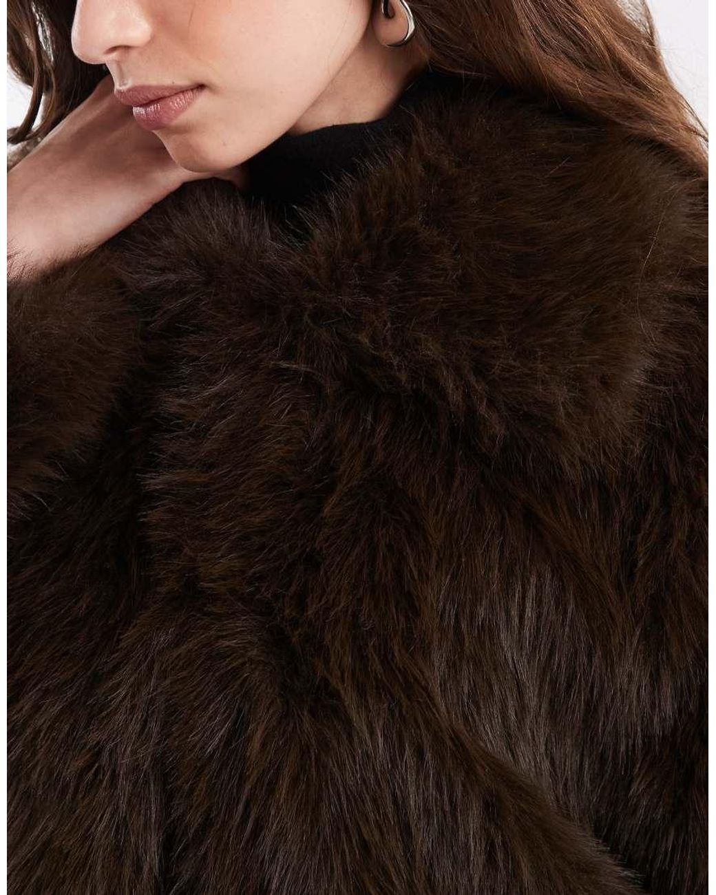 Noisy May Black Longline Faux Fur Coat